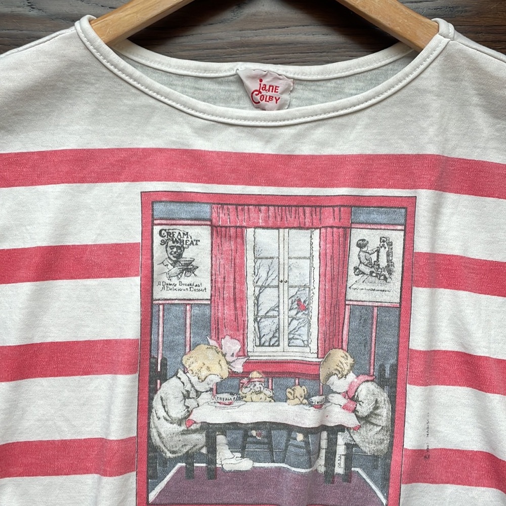 Vintage 1987 Jane Colby Nabisco Cream of Wheat dolman red white stripe Americana - Picture 4 of 8